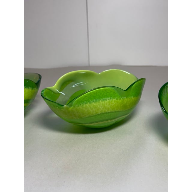 Vintage Italian Murano Green Art Glass Bowls, Set of 4 For Sale - Image 9 of 17