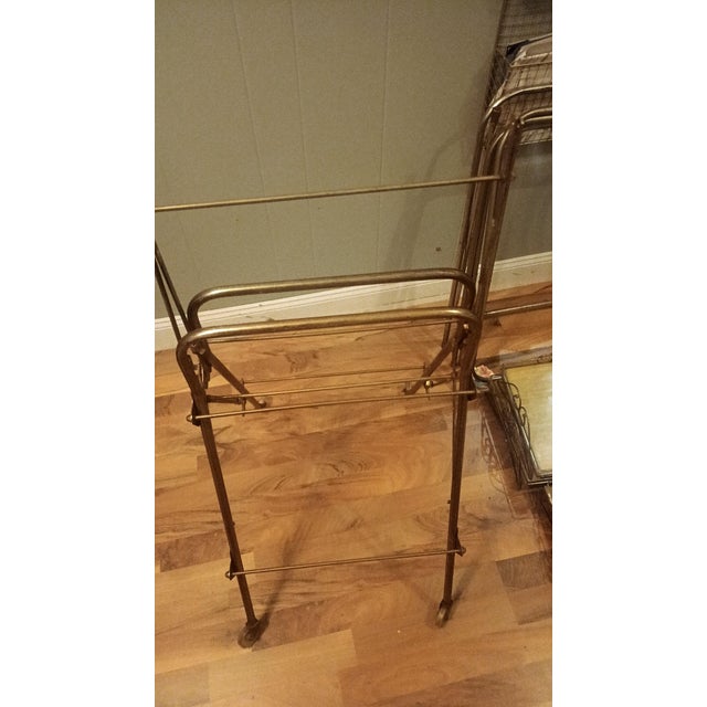 Gold Vintage Cesare Lacca Style Rolling and Folding 2-Tier 4-Tray Bar Cart / Tea Cart For Sale - Image 8 of 17