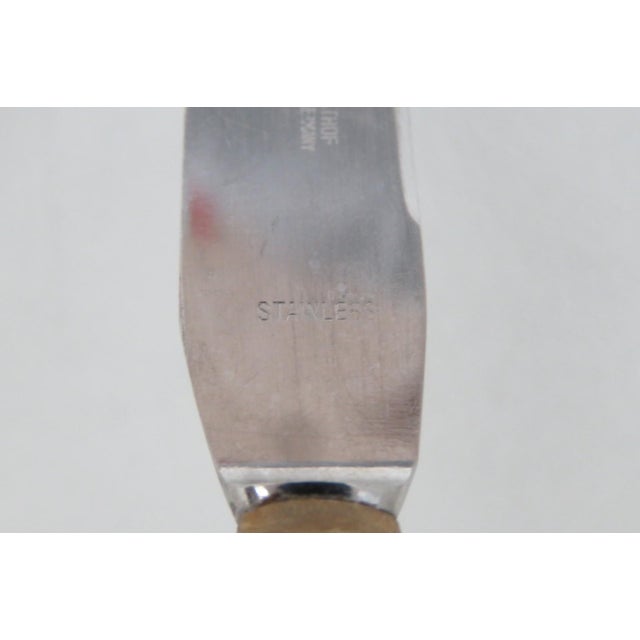 Mid 20th Century Ed Wusthof Dreizackwerk Solingen Germany 6pc Knives Bamboo Stainless Steel For Sale - Image 10 of 12