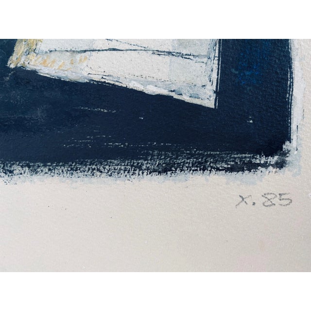 Mid 20th Century Vintage Moses Bagel Bahelfer Abstract French Judaica Watercolor Gouache Painting For Sale - Image 5 of 9