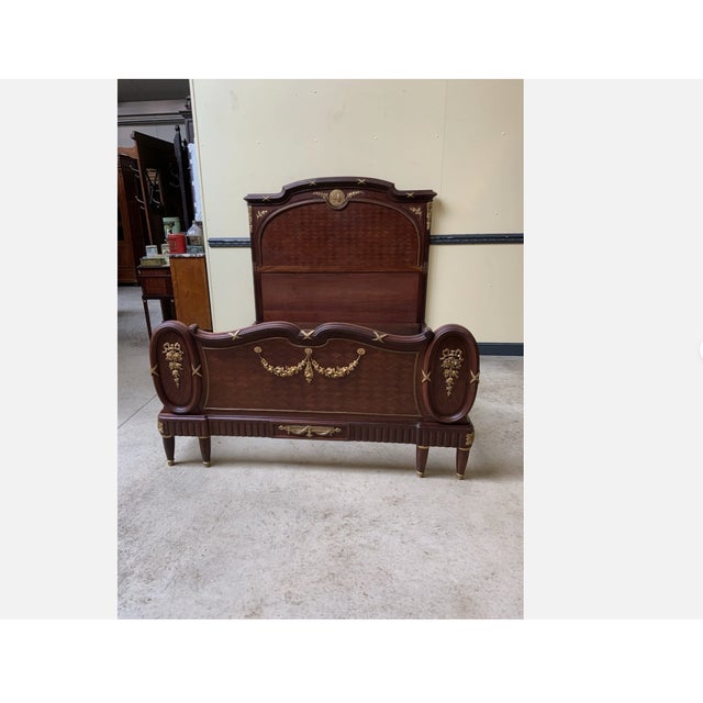 Antique Art Nouveau Ornate Bed in Fire-Gilt Bronze, 1900 For Sale - Image 10 of 10