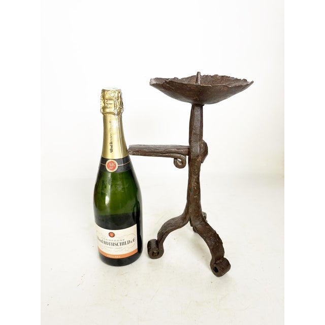 Brutalist French Workshop Cast Iron Candlestick, 1950s For Sale - Image 3 of 11