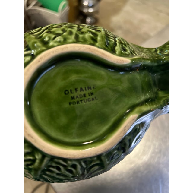 Vintage Portuguese Ceramic Green Olive Dish For Sale - Image 4 of 10