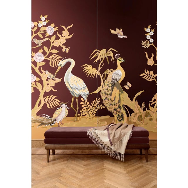 Peacock and Herons Fabric Wall Covering by Chiara Mennini for Midsummer-Milano For Sale - Image 6 of 7