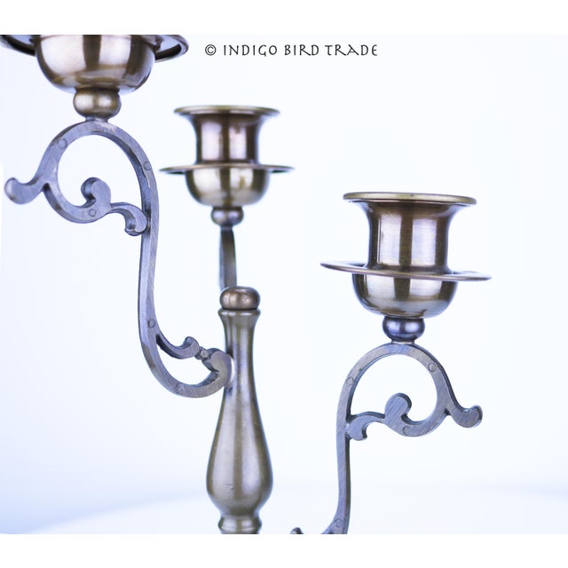 13" Tall Vintage Italian Bronze and Wood Ornate Candelabra This gorgeous candelabra is made of lacquered bronze with a...