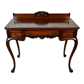 1920 Antique Queen Anne Carved Walnut Server / Buffet For Sale