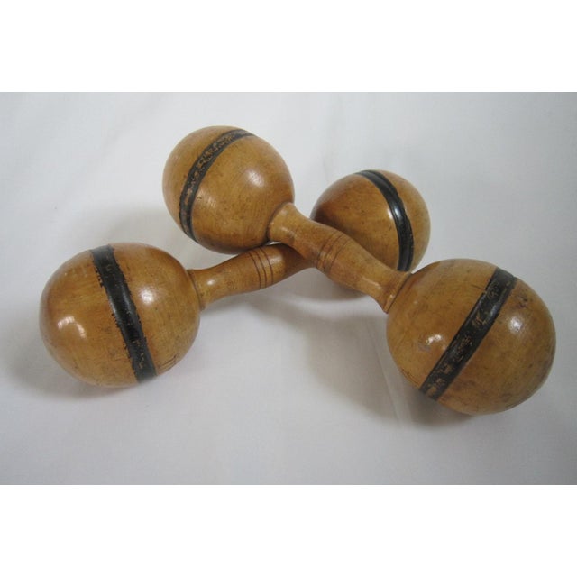 Antique barbells are a rare and interesting find, as weight training seems to be a relatively new phenomenon. Each wooden...