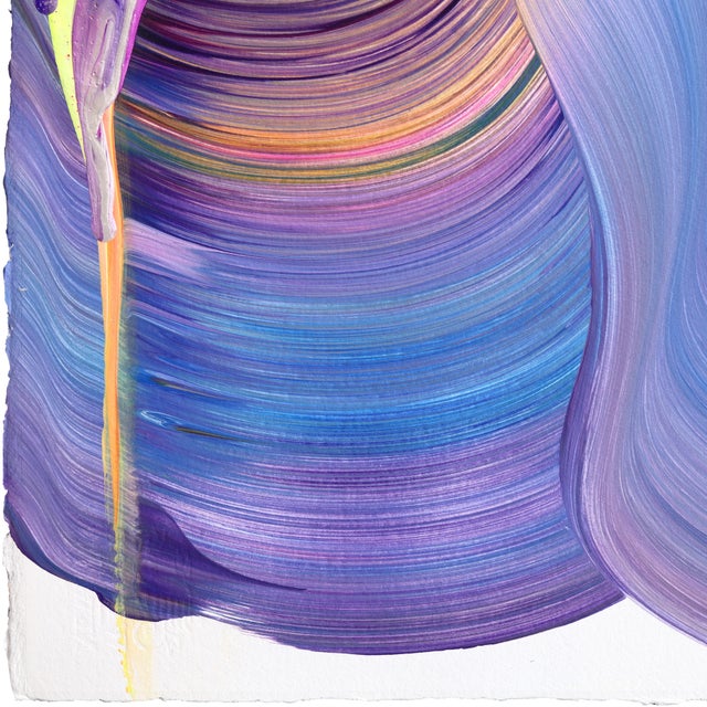 Avp_1219 - Color Drenching Contemporary Abstract Painting on Paper Original Artwork by Alex Voinea For Sale - Image 4 of 6