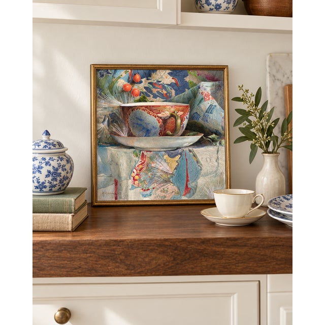 Bunny Williams Home 1876 Vintage Teacup Still Life Art Print, Japanese-Inspired Wall Art by Samuel Colman - 12" X 12" For Sale - Image 4 of 9