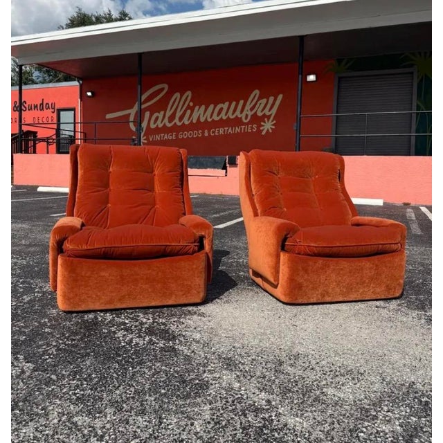 Mid-Century Modern Reupholstered Mid Century Space Age Orchidee Chair Pair, Michael Cadestin for Airborne International For Sale - Image 3 of 11