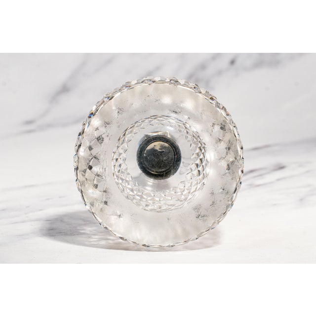 Nice Large Mappin & Webb Antique Sterling Silver Cut Crystal Hobnail Inkwell English Edwardian Desk Home Decor For Sale - Image 15 of 16