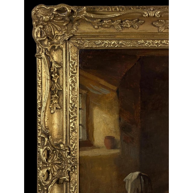 British Artist, Victorian Cottage Interior with Mother and Children, 1860-1870, Oil on Canvas For Sale - Image 12 of 18