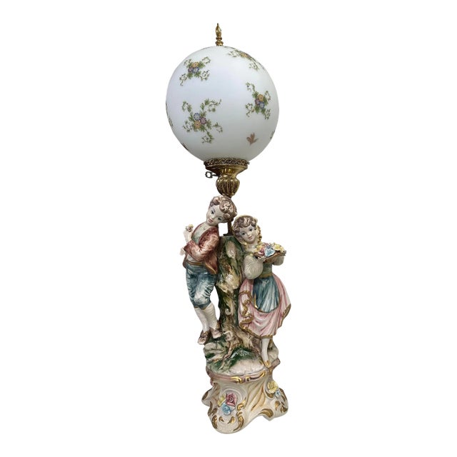 1990s Italian Capodimonte Porcelain Table Lamp, Italy For Sale