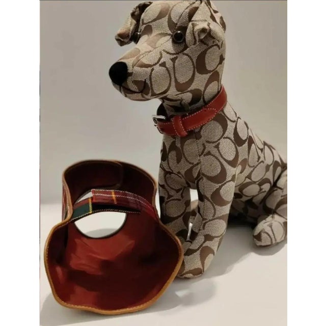 Khaki Vintage Coach Leather Signature Stuffed Collectible Khaki Display Dog For Sale - Image 8 of 12