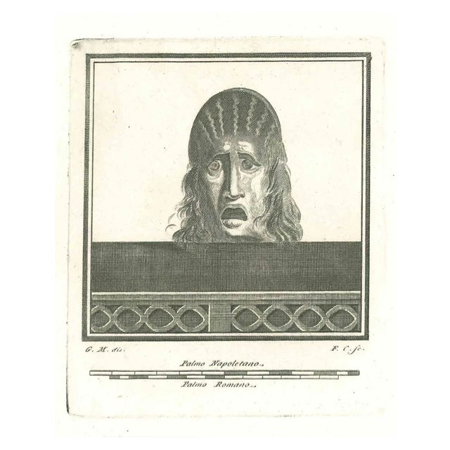 Francesco Cepparuli, Ancient Theatrical Mask, Etching, 18th Century For Sale