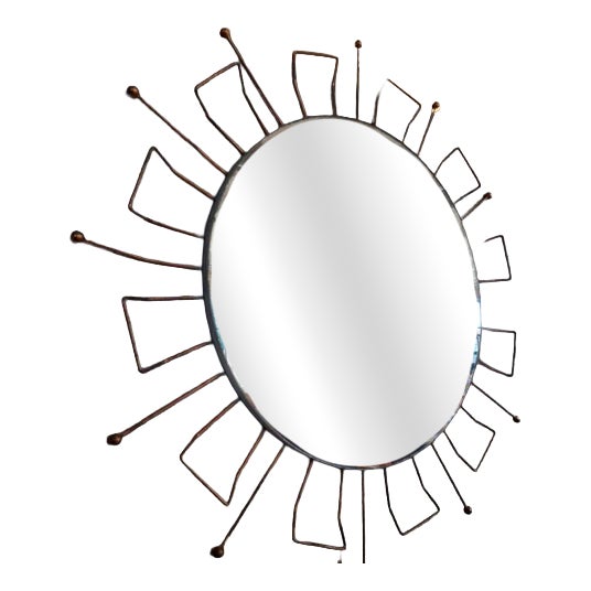 Vintage Mirror with Metal Frame, Denmark, 1960s For Sale