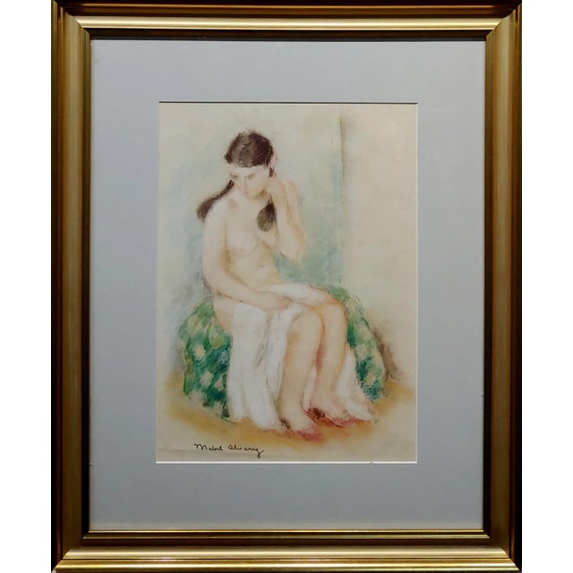 Mabel Alvarez -Young Girl Undressed -1934 Panting Pastel on paper under glass -Signed size 14x10" frame size: 22.5" x...