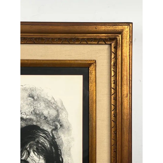 Sandu Liberman Rabbi With Young Girl Lithograph Signed, Numbered & Framed 1960's For Sale - Image 11 of 14