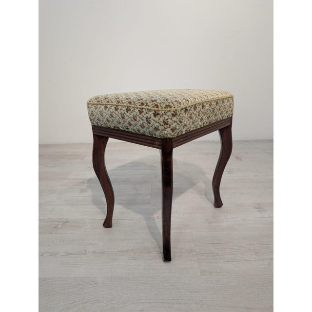 Louis Style Wooden Ottoman with Floral Pattern For Sale - Image 9 of 11