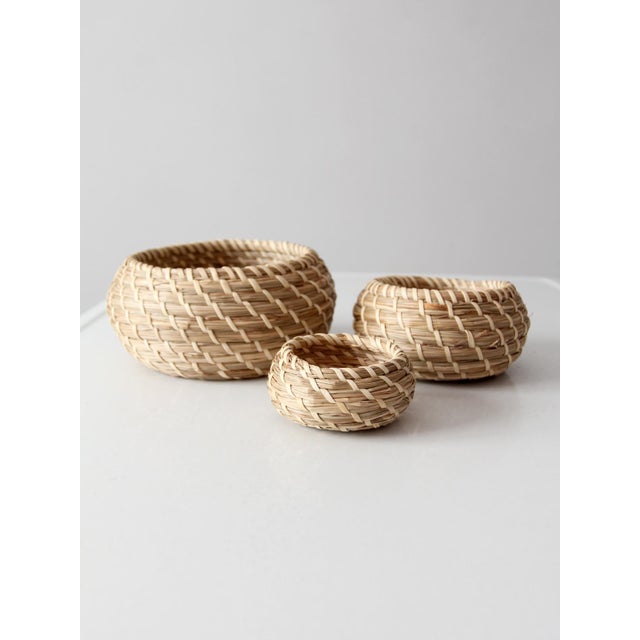 Vintage Set of 3 Woven Nesting Basketsof 3 For Sale - Image 6 of 16