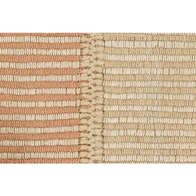Contemporary Rug & Kilim’s Contemporary Kilim With Textural Beige and Pink Stripes For Sale - Image 3 of 7