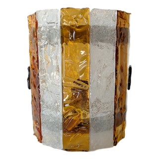 Amber Striped Murano Glass Wall Sconce attributed to AV Mazzega, 1970s For Sale