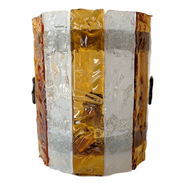 Amber Striped Murano Glass Wall Sconce attributed to AV Mazzega, 1970s For Sale