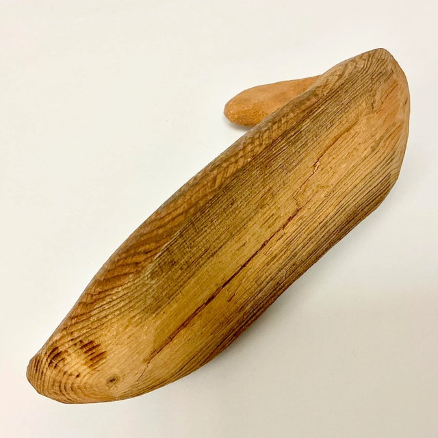 Late 1800s Antique Americana Folk Art Hand Carved Pine Duck Decoy For Sale - Image 12 of 12