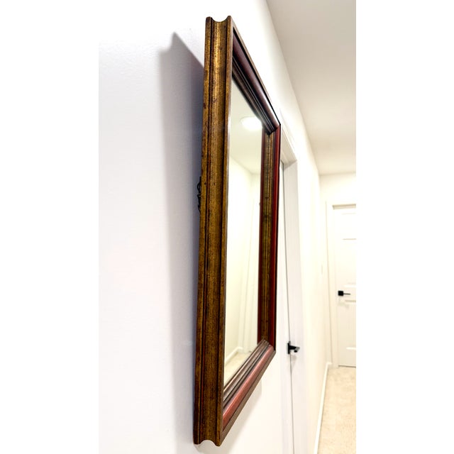 Wood Rustic Red and Gold Vintage Wall Mirror For Sale - Image 7 of 14