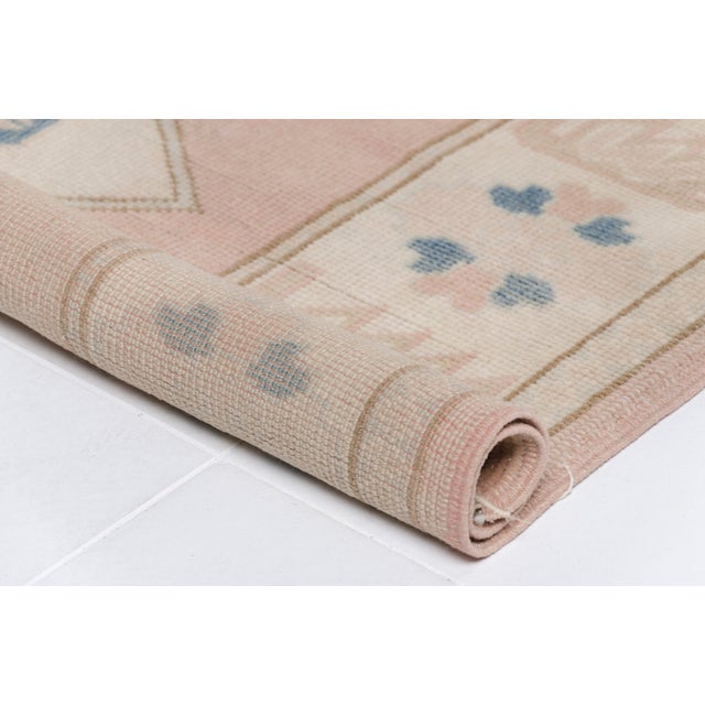 Pink Vintage Low Pile Oushak Carpet For Sale - Image 8 of 9