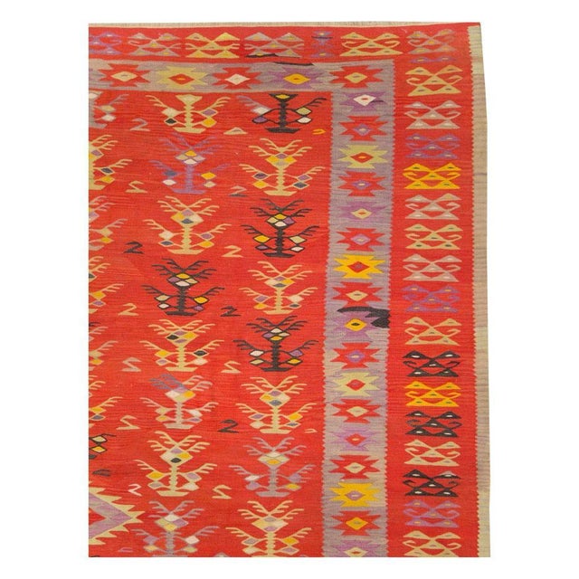 Tribal Galerie Shabab Collection Mid-20th Century Handmade Turkish Flatweave Kilim Large Room Size Carpet For Sale - Image 3 of 10