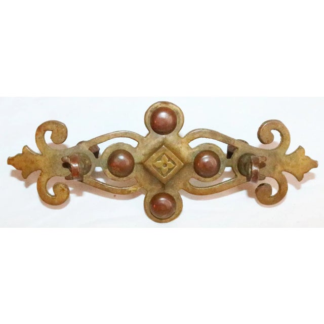 Brass Antique Early 20th Century Brass & Copper Drawer Pull Backplate With Posts & Nuts For Sale - Image 8 of 9