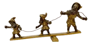 Early 20th C. Gilded Bronze Sculpture of Three Balancing Dwarf's