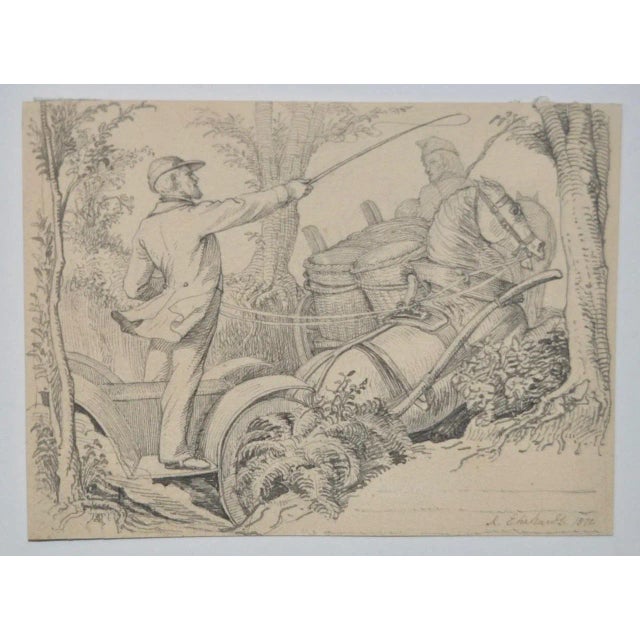 Karl Ludwig Adolf Ehrhardt Original Drawing c.1872 Rare pen and ink drawing by listed artist Karl Ludwig Adof Ehrhardt....