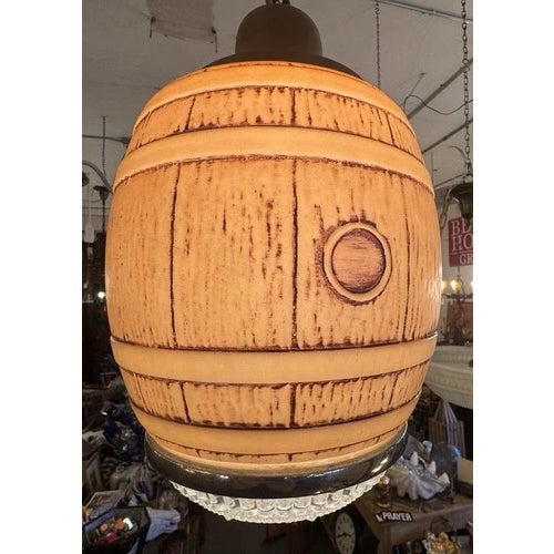 Metal Vintage 1940s Root Beer Barrel Pendant Ceiling Light Rewired For Sale - Image 7 of 12