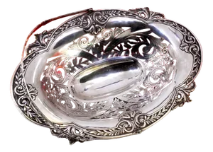 Fruit Bowl in Silver with Relief Floral Motifs
