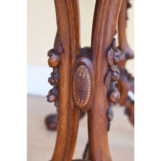 Wood Victorian Burr Walnut Inlaid Table, 1860 For Sale - Image 7 of 12