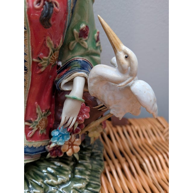 Chinese Vintage Shiwan Wucai Chinese Porcelain Figurine For Sale - Image 3 of 9