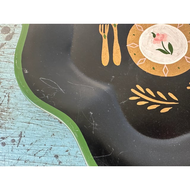 Georges Briard Vintage Georges Briard Hand Painted Tole Tray of Candelabra at 5 O'Clock For Sale - Image 4 of 9