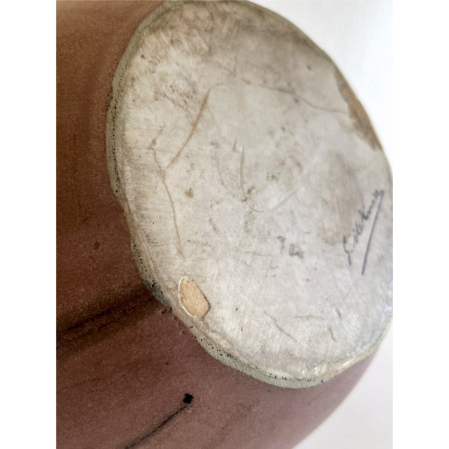 Ceramic Pink and Black Flame Glazed Stoneware Vase with Double Handle by G. Méténier, 1920s For Sale - Image 7 of 9
