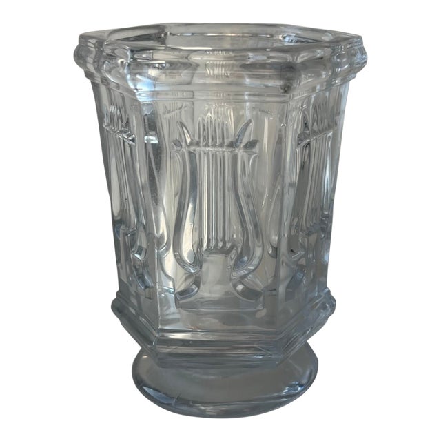 Antique 19th Century American Classical Boston & Sandwich Flint Glass Lyre Vase For Sale