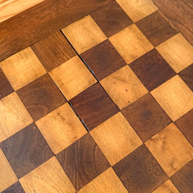 Brown Mid 20th Century Large Craftsman's Wooden Chess Board For Sale - Image 8 of 10