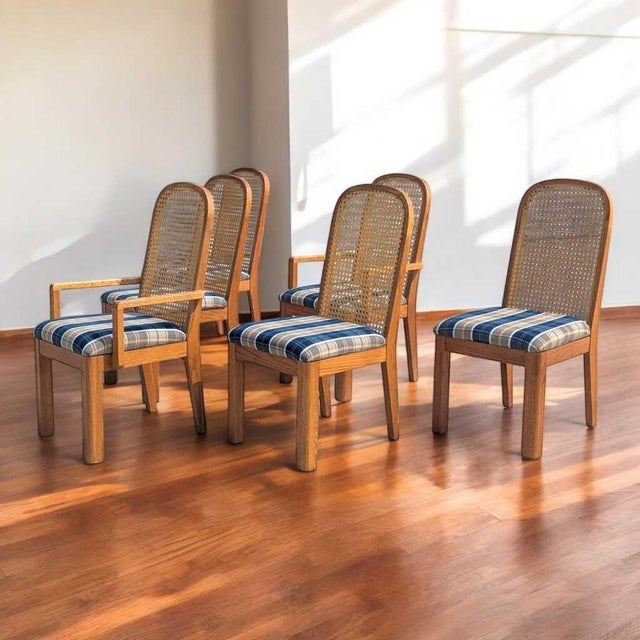 Postmodern Cane Back Dining Chairs by Douglas, Set of 6, 1980s For Sale - Image 4 of 18