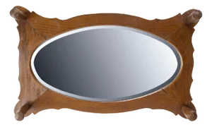 Vintage French Coat Rack with Oval Beveled Mirror, 1920s