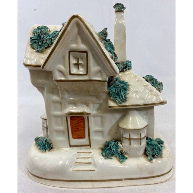 Antique Hand Painted Staffordshire Pottery Cottage /House Figurine Made