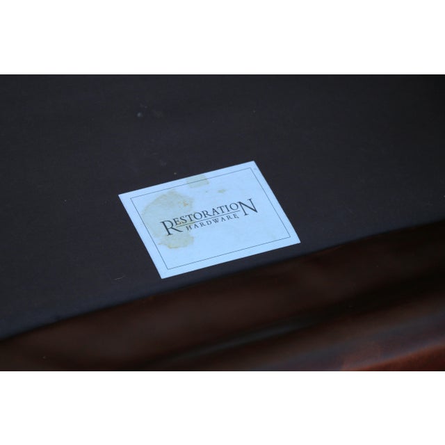 Pair of Restoration Hardware Churchill Tufted Brown Leather Lounge Chairs With Nailhead Trim For Sale - Image 17 of 18