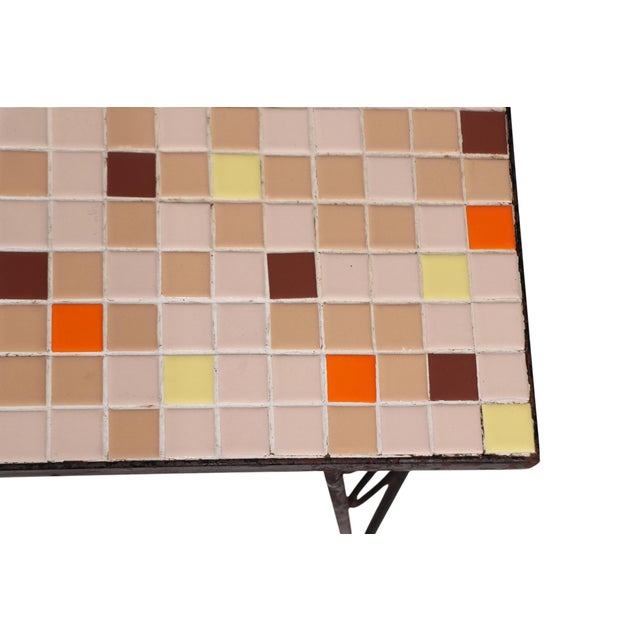Mid Century Mosaic Tile Top Wrought Iron Base Table C. 1950/60's For Sale - Image 10 of 11
