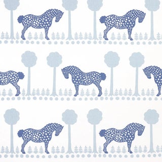 Schumacher Polka Dot Pony Fabric in Blue For Sale