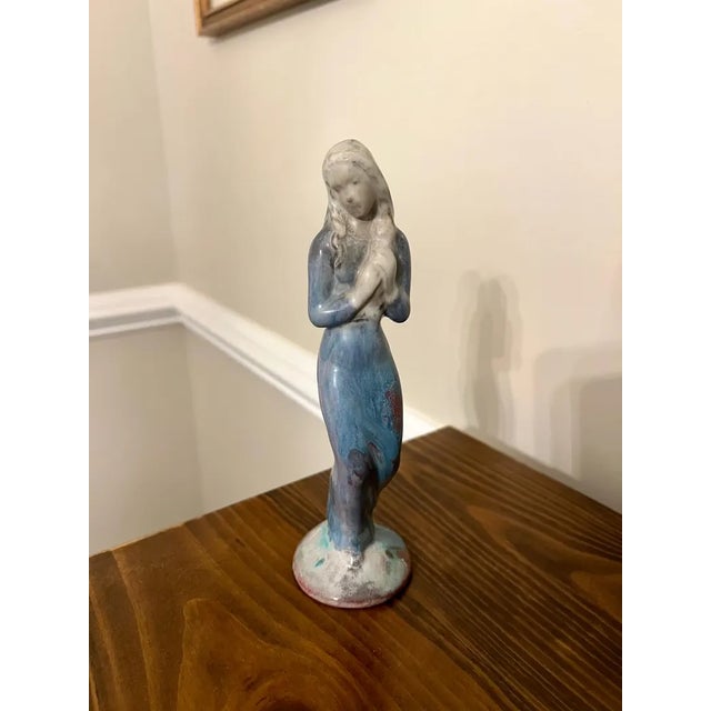 Mid-Century Modern Rare Vintage Michael Andersen Denmark Pottery Lady Figurine With Persia Glaze For Sale - Image 3 of 10