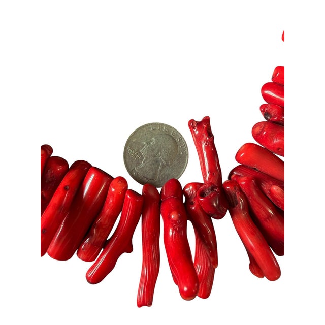 Red Vintage Natural Red Coral Branch Necklace W/Silver Chain For Sale - Image 8 of 12